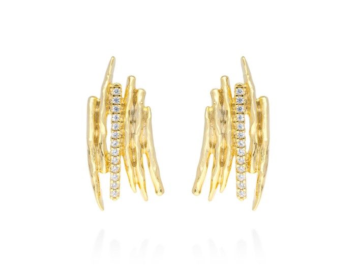 Pendientes de plata multihilos y circonita blanca