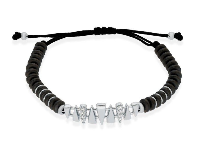 Pulsera de plata y circonita blanca con hematites