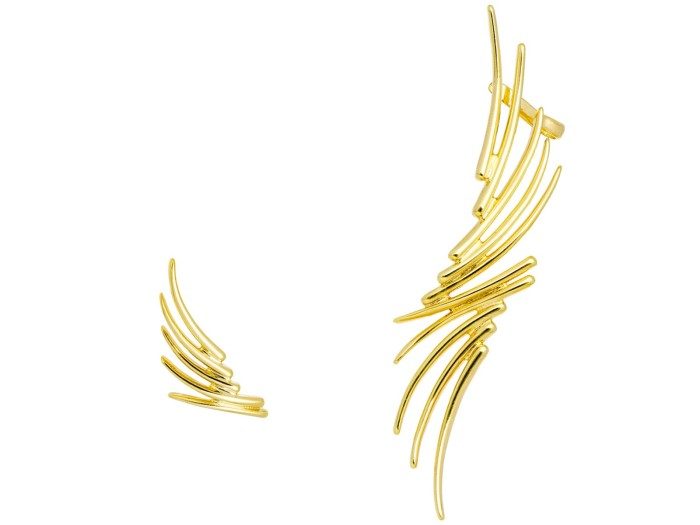 Climber Earring Line maxi  in golden silver