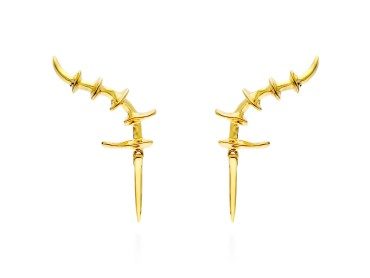 Earrings Vertebral mini  in golden silver
