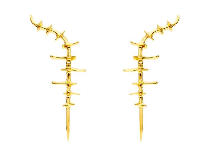 Earrings Vertebral  in golden silver