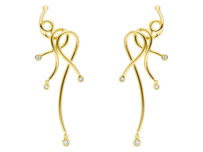 Pendientes de plata trepador largo y circonitas