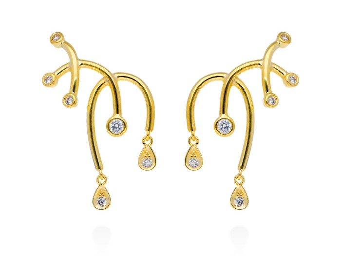 Climber Earring Mistral  in golden silver