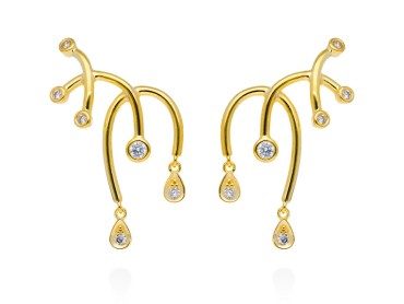 Pendientes de plata trepador con circonitas