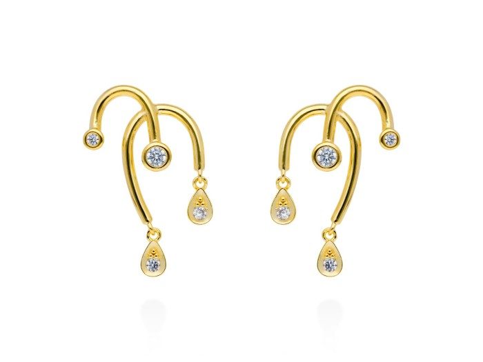 Pendientes de plata pequeño trepador con circonitas