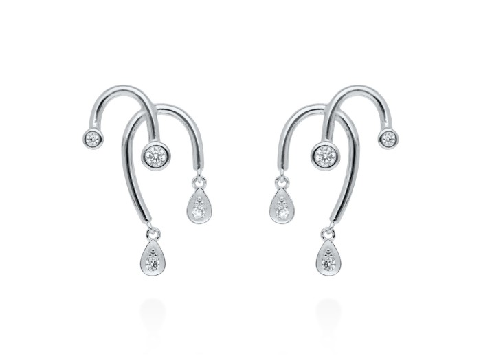 Pendientes de plata pequeño trepador con circonitas