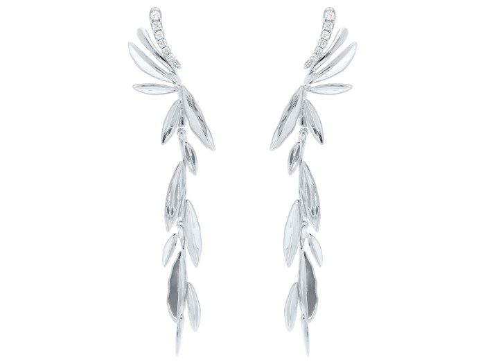 Pendientes de plata Largo trepador con circonitas