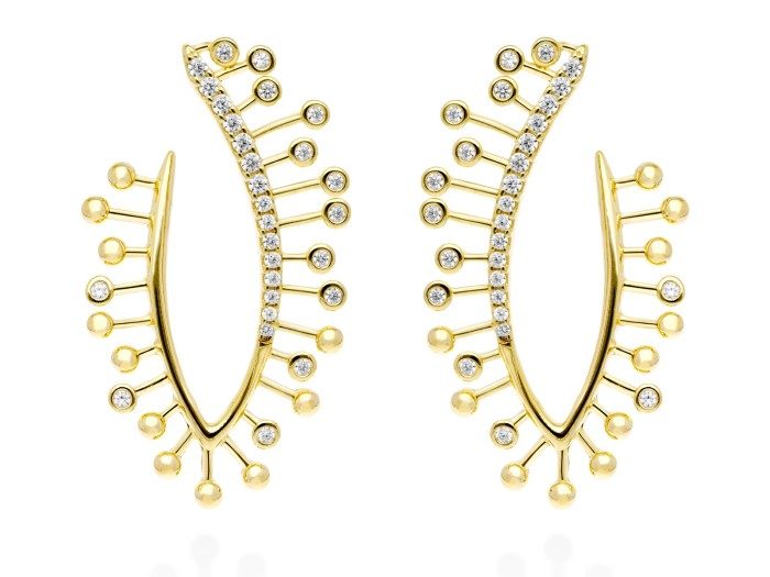 Pendientes de plata largo y circonita blanca