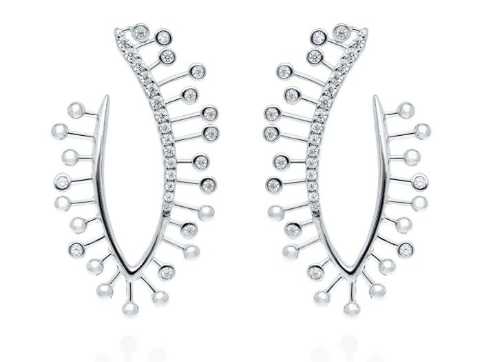 Earrings Champagne XL  in golden silver