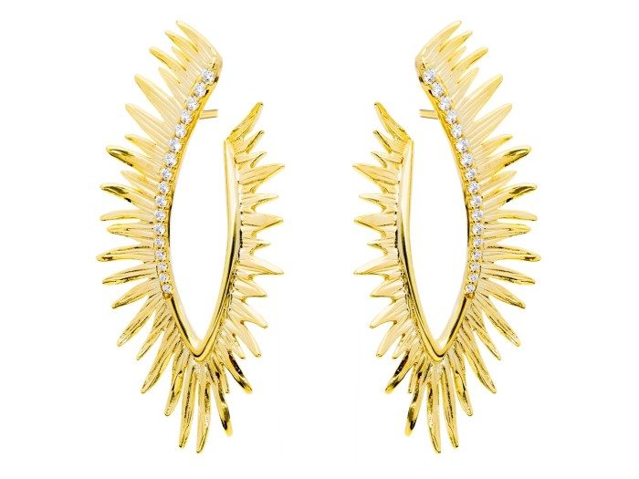 Pendientesde plata trepador ovalado y circonita blanca