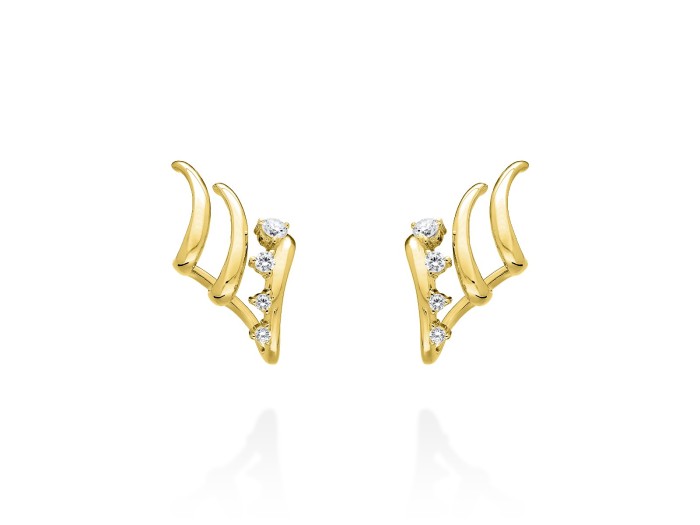 Pendientes de plata trepador triple aro y circonita blanca