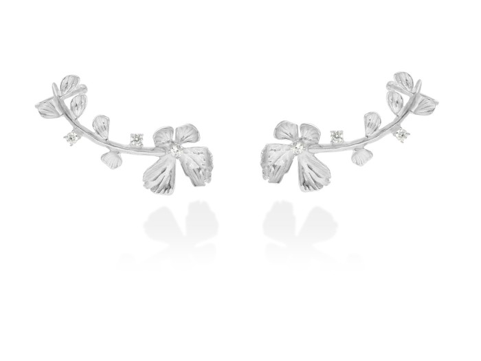 Pendientes de plata trepador flor