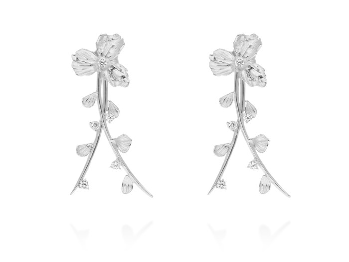 Pendientes de plata flor largo