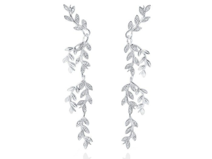 Pendientes de plata largos hiedra