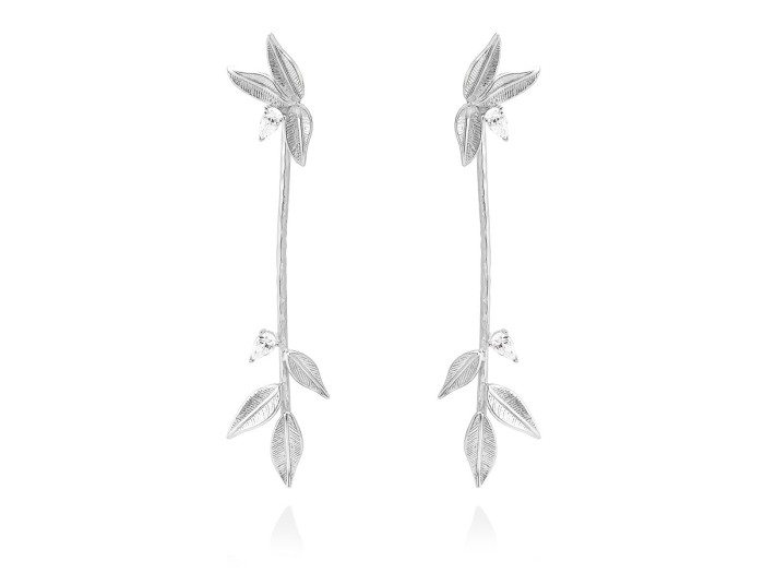 Pendientes de plata largos hiedra
