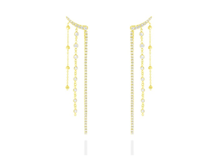 Pendientes de plata riviere trepador largo