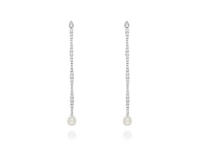 Ohrringe Riviere lágrima y perla  in silber