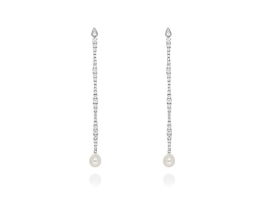 Ohrringe Riviere lágrima y perla  in silber