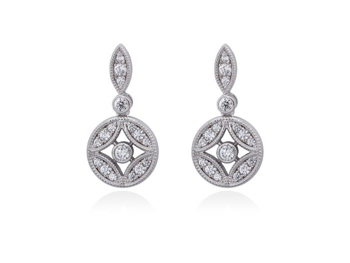 Pendientes de plata vintage art decó orla redonda