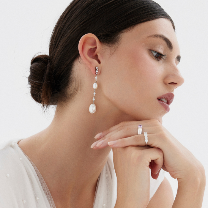 Earrings CARLOTA pearl in silver