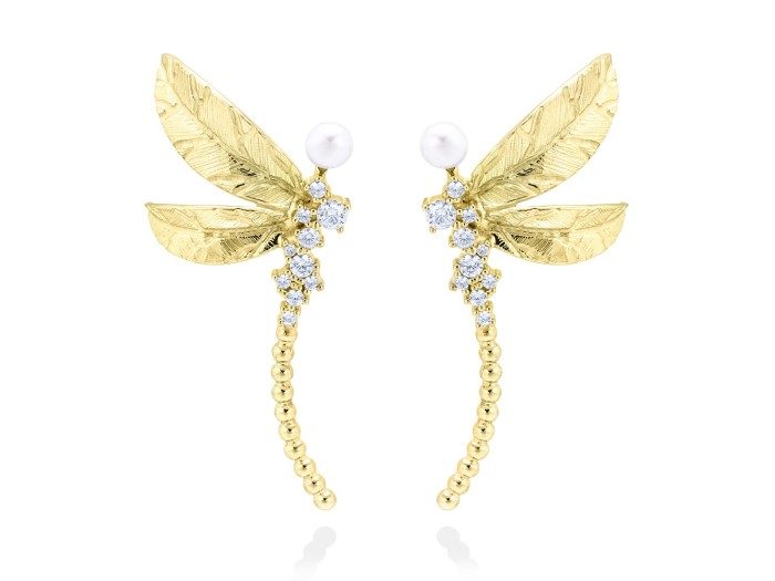 Pendientes de plata trepador con perlas y circonitas blancas