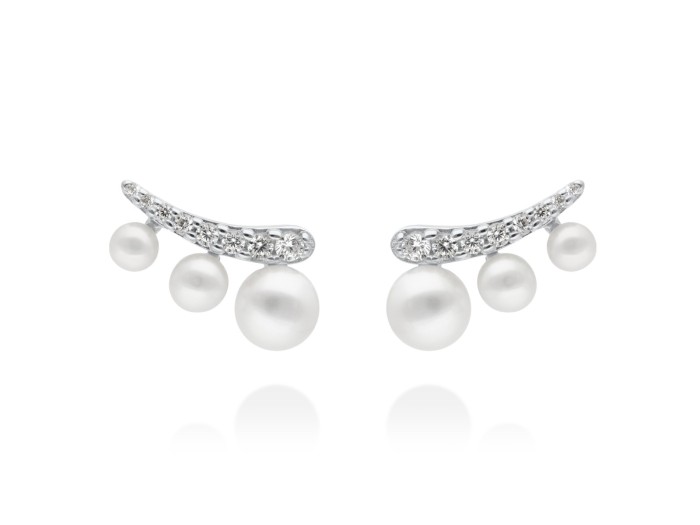 Pendientes de plata trepador con perlas