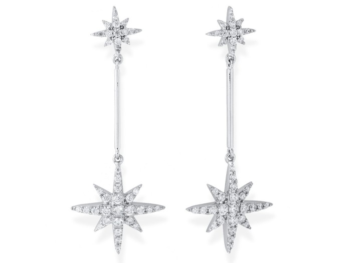Pendientes de plata largos estrella vintage