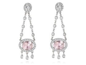 Pendientes de plata chandelier con gema de color