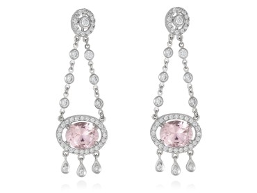 Pendientes de plata chandelier con gema de color