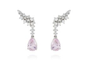 Pendientes de plata trepador con gema de color