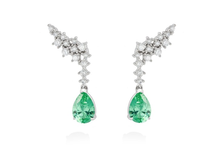 Pendientes de plata trepador con gema de color