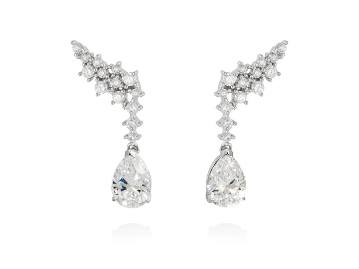 Pendientes de plata trepador con gema de color