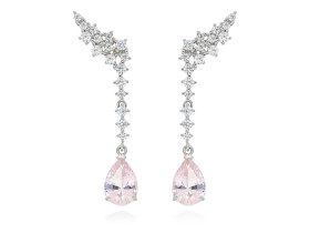 Pendientes de plata trepador con gema color