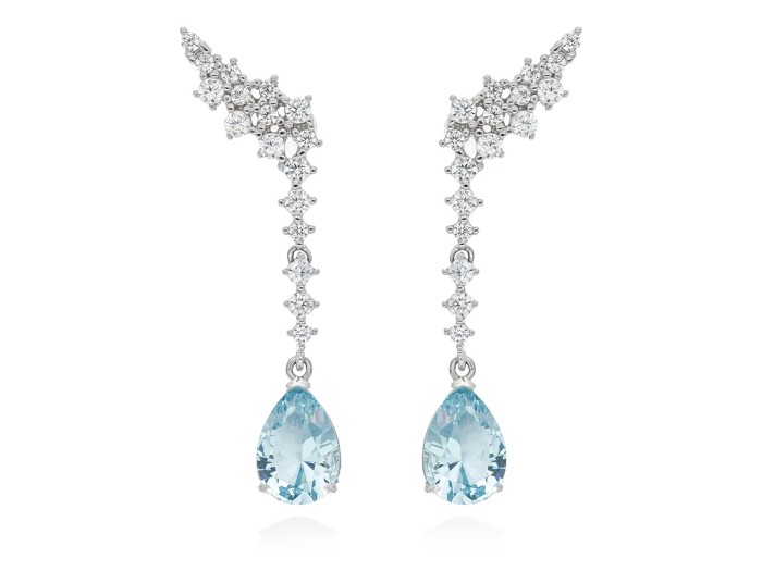 Pendientes de plata trepador con gema color