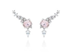 Pendientes de plata trepador con gema color