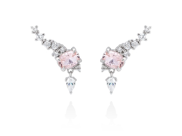 Pendientes de plata trepador con gema color