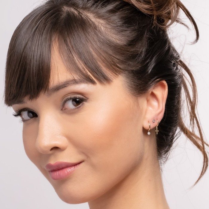 Piercing de Oro 18Kt aro con cruz