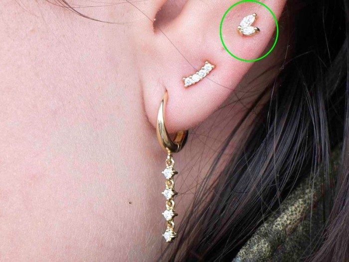 Piercing de Oro 18Kt con diamantes Navette