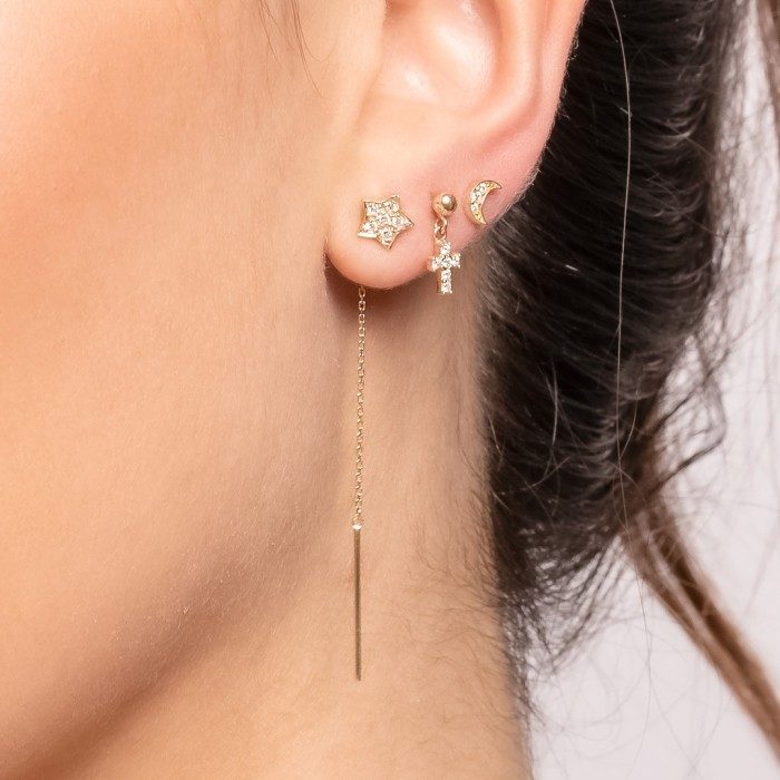 Piercing ESTRELLA CADENA in 18Kt yellow Gold and diamonds