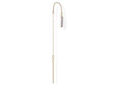 Piercing de Oro 18Kt largo con cadena y diamantes
