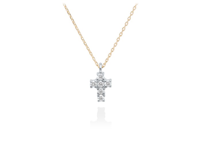 Gargantilla de Oro 18Kt y diamantes cruz