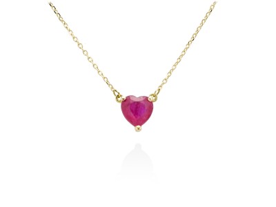 Gargantilla de Oro 18Kt corazón con gema color