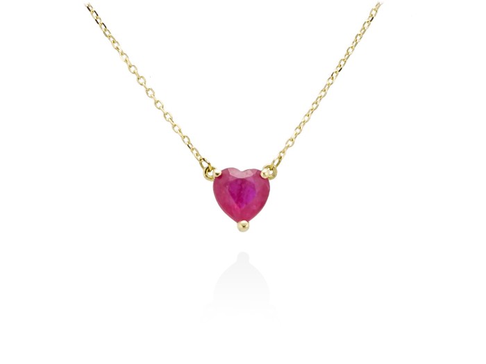 Gargantilla de Oro 18Kt corazón con gema color