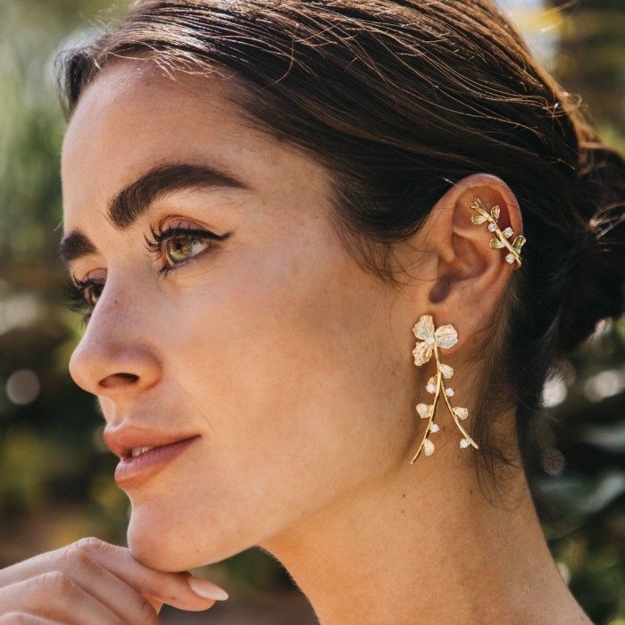 Pendientes de plata flor largo