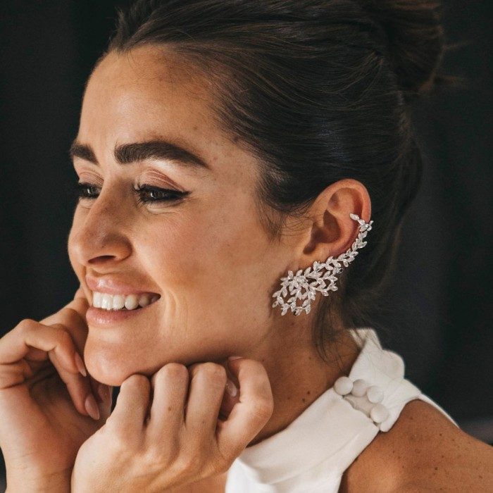 Pendientes de plata y circonitas blancas asimétrico Chantilly