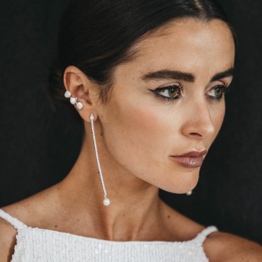 Pendientes de plata riviere lágrima con perla