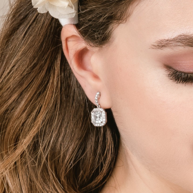 Pendientes de plata vintage con gema color