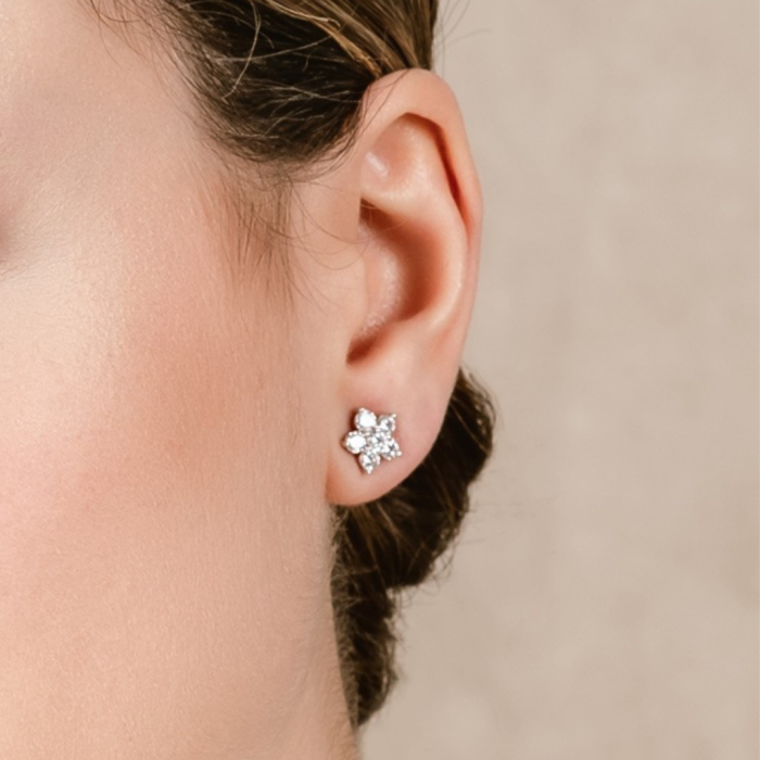 Earrings FLOR White in silver