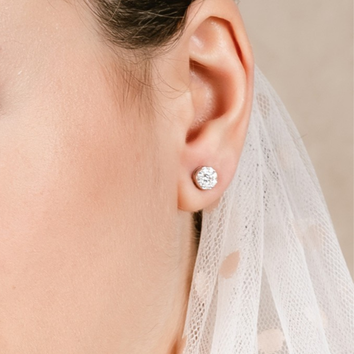 Earrings SARA White in silver