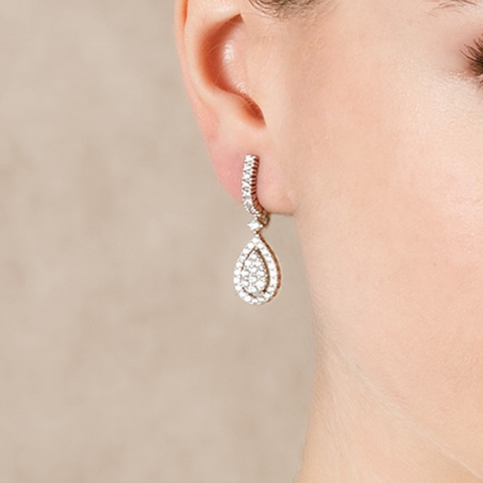 Earrings EVA White in silver